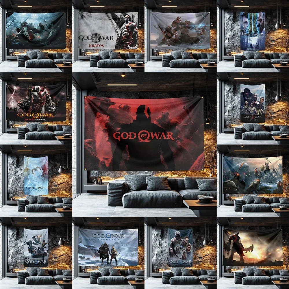 god of war Tribute Cinema Flag  Polyester Banner For Studio Wall Decor Director Fan Gift