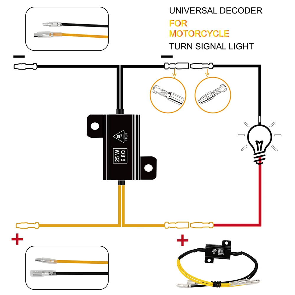Motorcycle LED Accessories LED Turn Signal Decoder MotorTurn Signal Lamps Resistors 25W 6.8/8/10Ohm