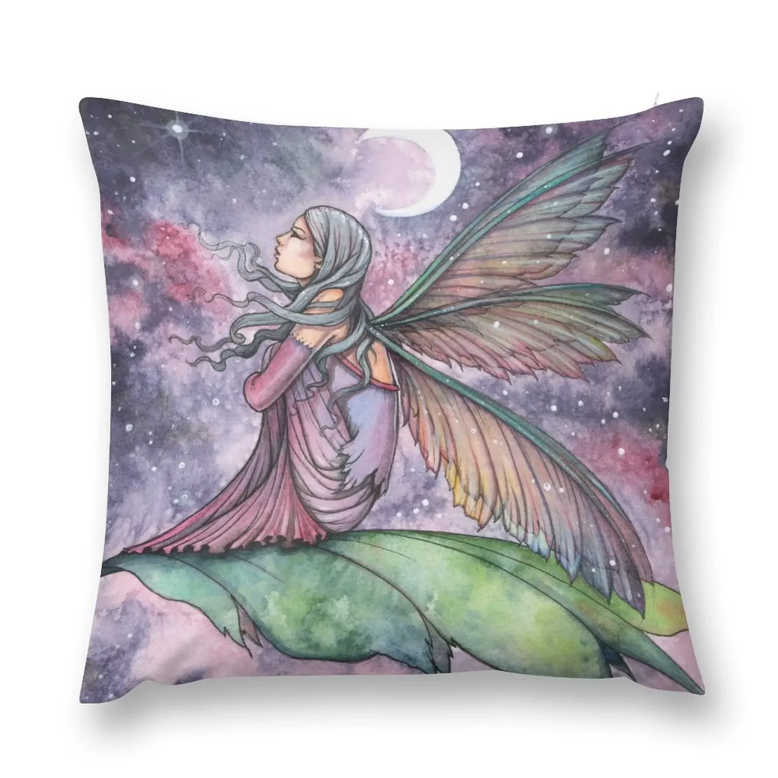 Drifting Away Fairy and Moon Fantasy Art by Molly Harrison Throw Pillow Luxury Living Room Decorative Cushions pillow