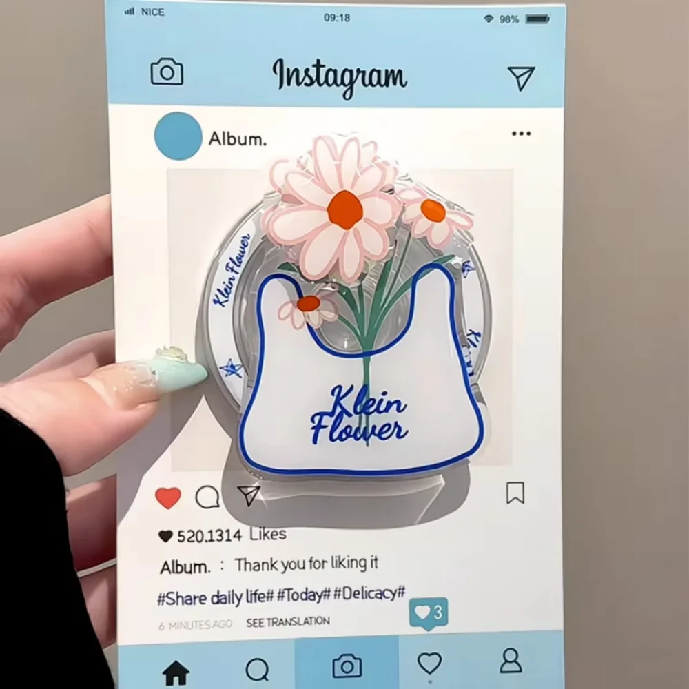 High Quality Acrylic Magnetic Holder Popular INS Waterproof Cartoon Cute Flower For IPhone Google Universal Phone Grip Stands