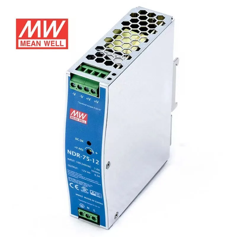 

Tai Wan MeanWell NDR-75-12 12V 6.3A 75W Single Output Industrial DIN RAIL Switching Power Supply 220VAC-12VDC