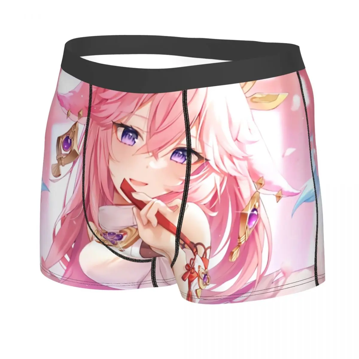 Cute Yae Miko Genshin Impact Boxer Shorts Men 3D Print Male Breathbale Underwear Panties Briefs