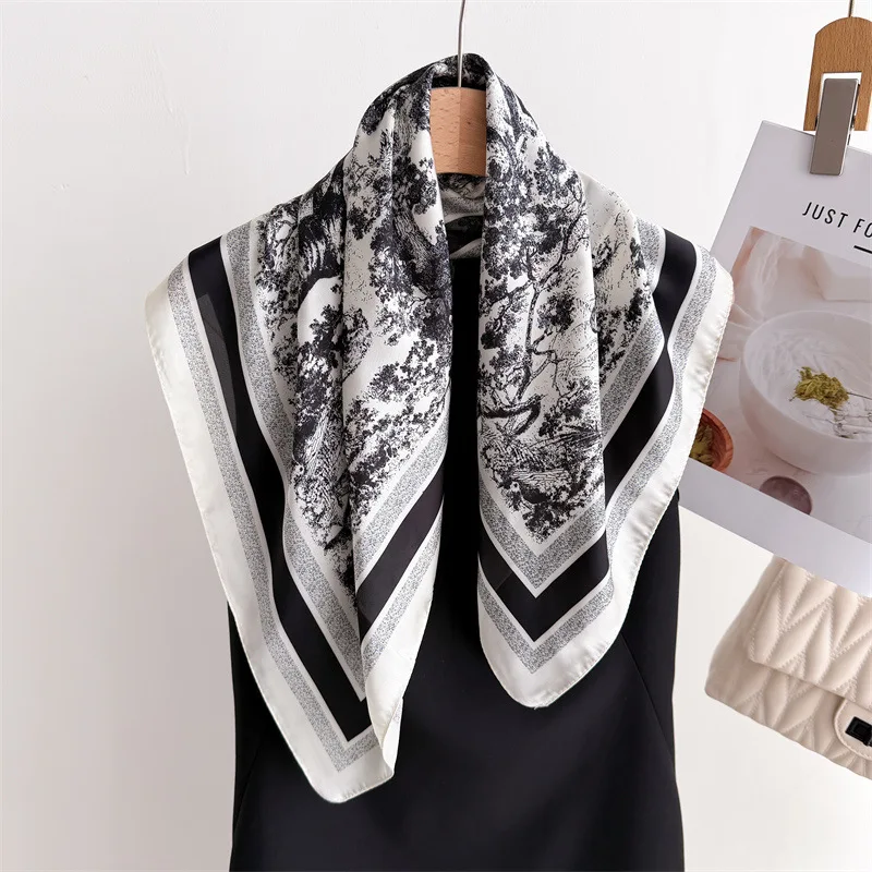 Luxury Jungle Printed Scarves Women's Silk Scarf Spring and Summer Floral Decorations Small Neckties Hairbands Bags Wholesale