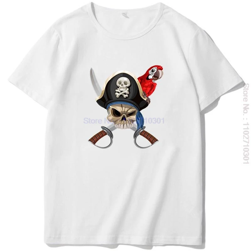 Skull Crossbones Pirate Fashion Graphic T Shirts Oversized Short Sleeve T-Shirt O-Neck Tees Tops Summer Mens Print T Shirt