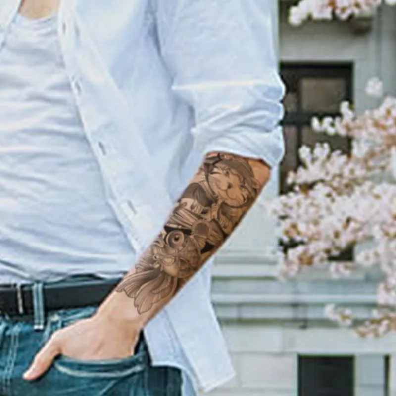 

Стойкие водонепроницаемые временные тату-наклейки, имитация неотражающего рисунка кошки, рыбы, ниндзя, имитация татуировки для мальчиков