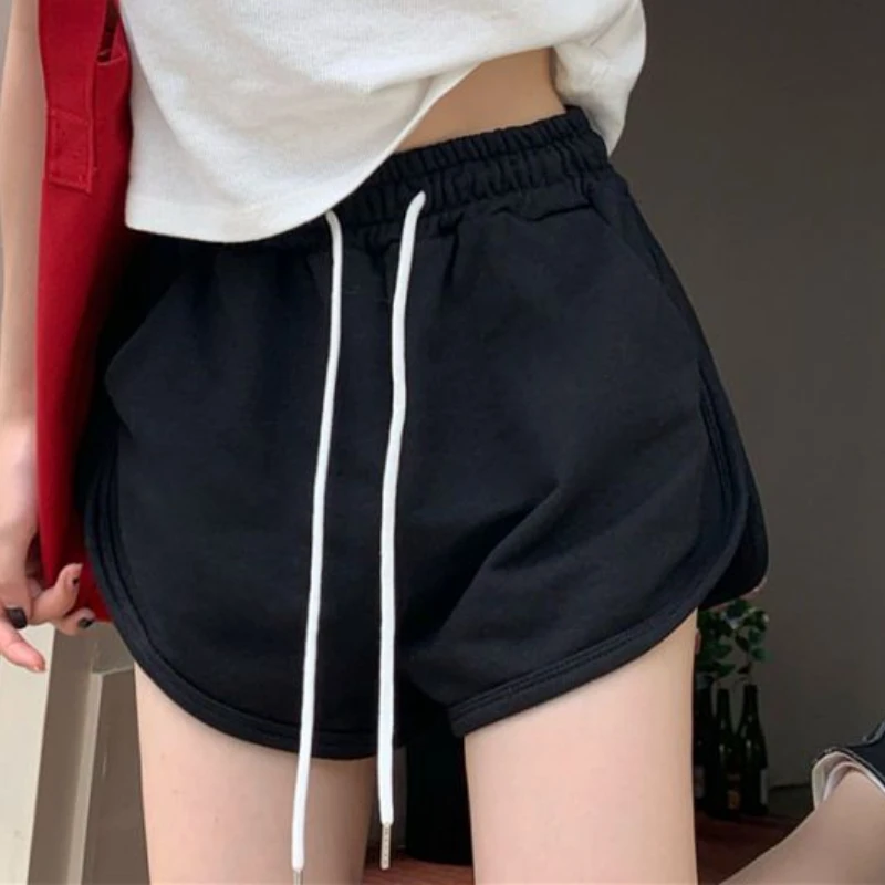 Wide Leg Shorts Women Sporty Drawstring Casual Loose Jogger Korean Style Fashion All-match Streetwear Chic Summer Harajuku Soft