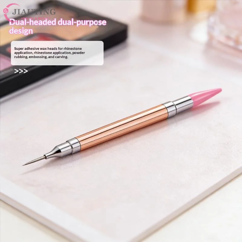1PCS Dual-ended Nail Art Dotting Pen Rhinestone Gems Picker Tool Painting Brush Metal Rod Diamond Picker Nail Tool