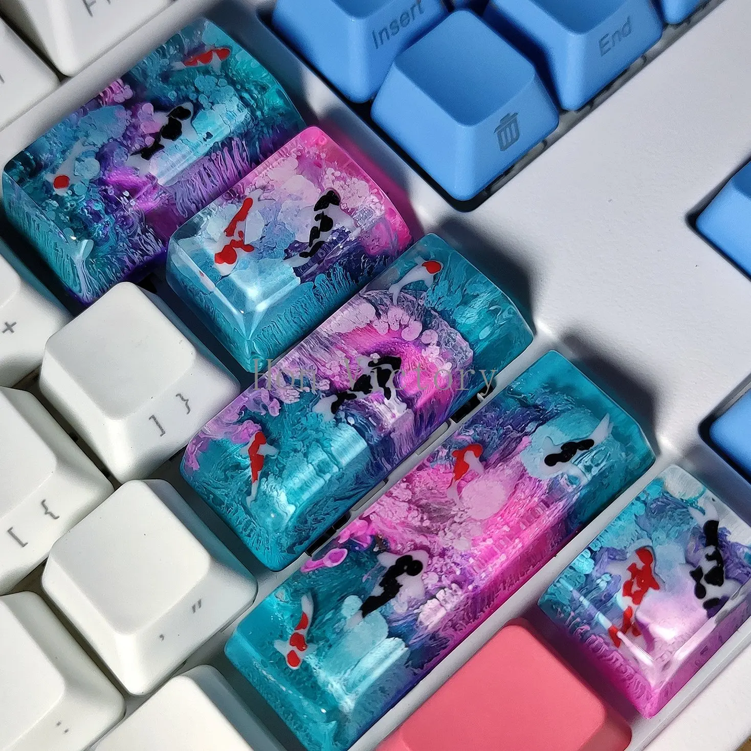 Carp Resin Keycaps DIY Handmade Backlit Keycaps for Cherry Mx Switch Mechanical Keyboard Gaming Gifts