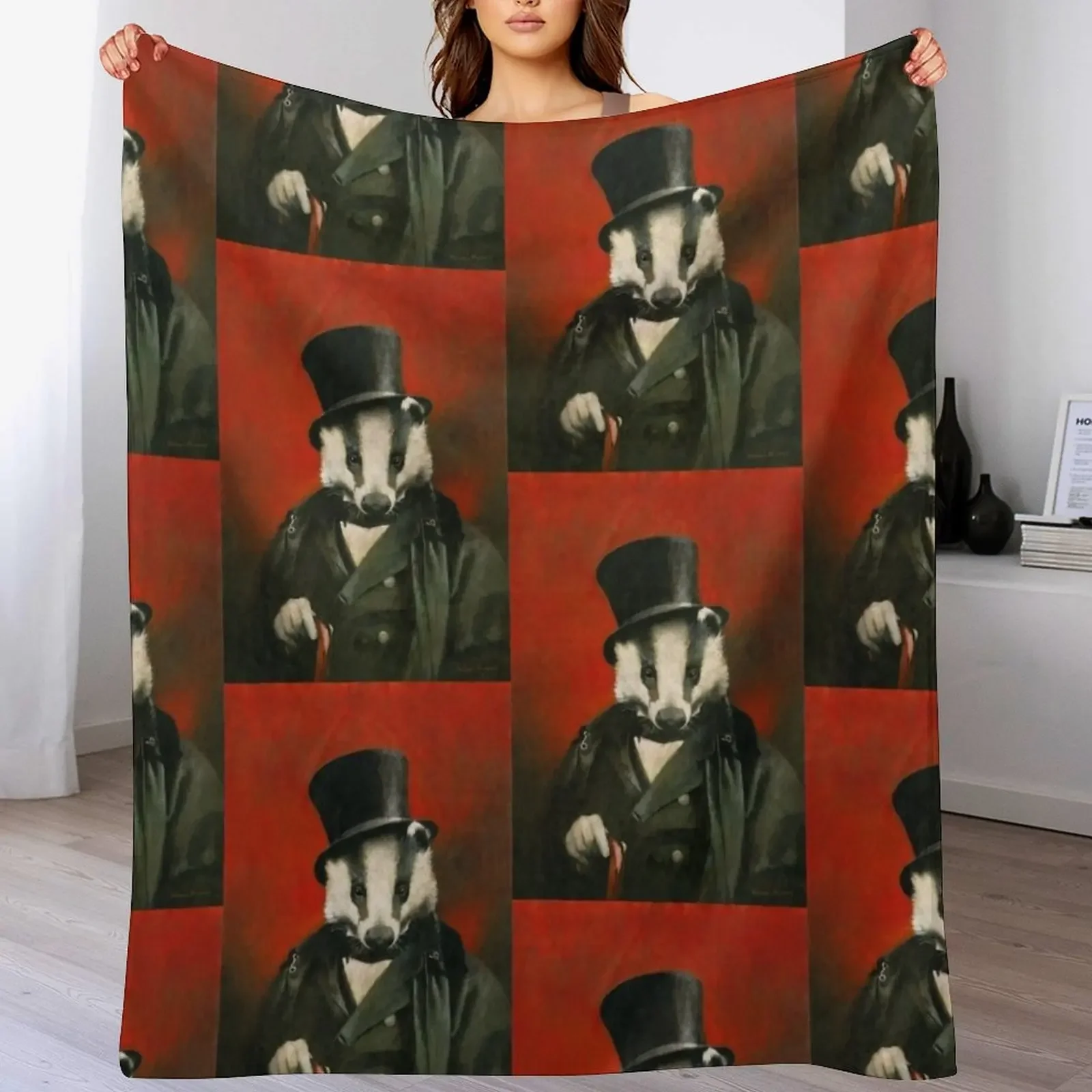 

Victorian Mr Badger Throw Blanket Soft Warm Blanket Gift for Grandparents