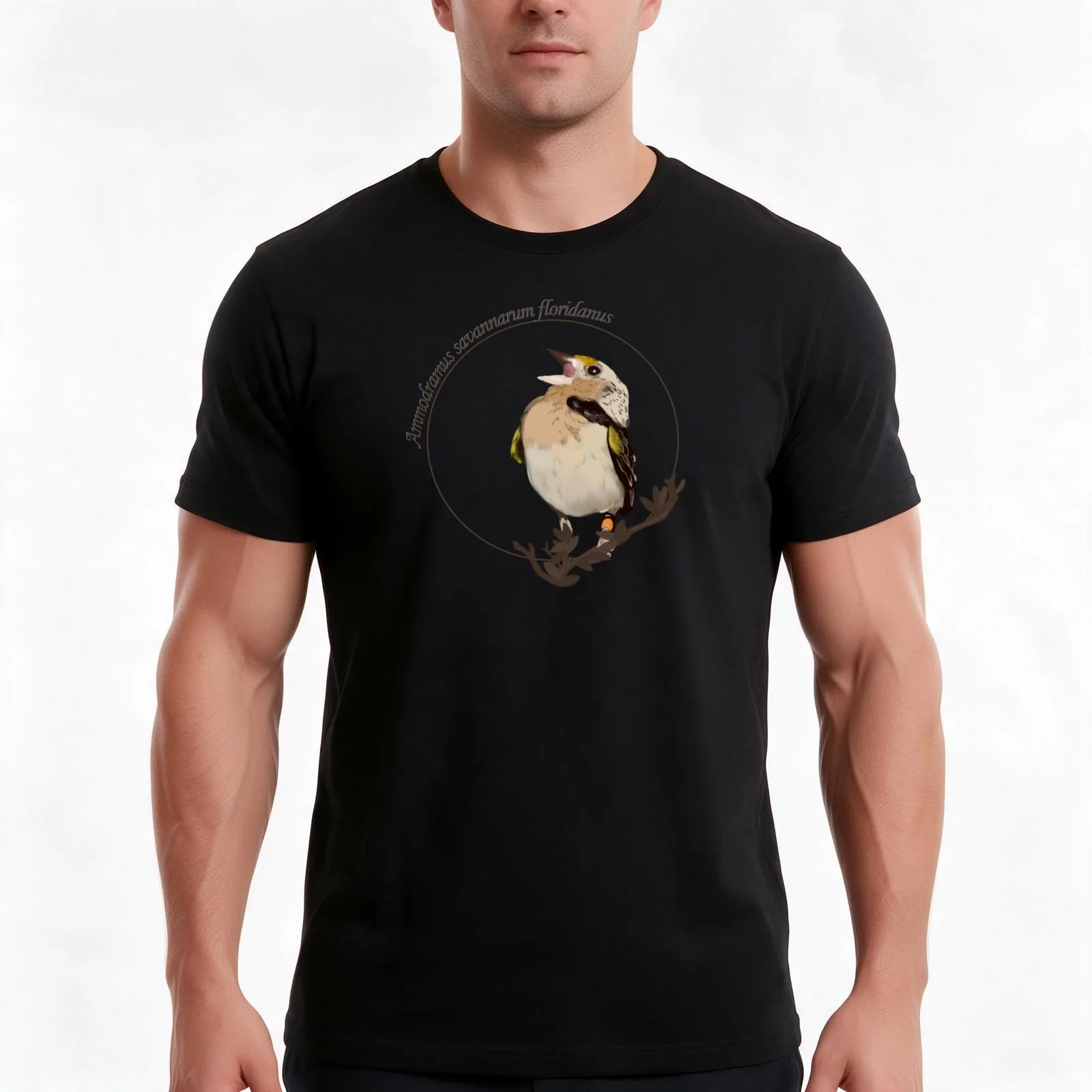 Perched Florida Grasshopper Sparrow T-Shirt, Summer Casual Cotton Tee, Oversized Streetwear Tops, Vintage Graphic Print
