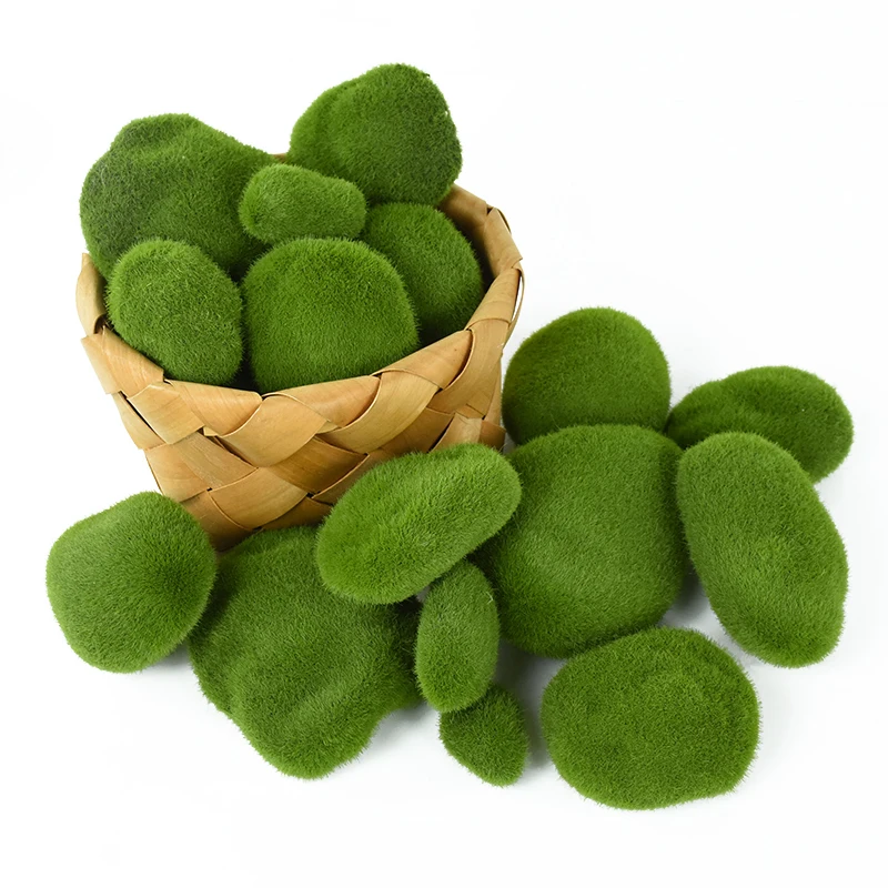 

10Pcs Artificial Moss Rocks Decorative Simulation Green Moss Pebbles Stones Home Garden and Crafting Supplies Floral Arrangement