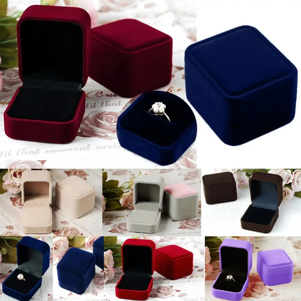 Dropshipping!! Jewelry Earring Ring Display Storage Organizer Square Lid Open Box Case Gift