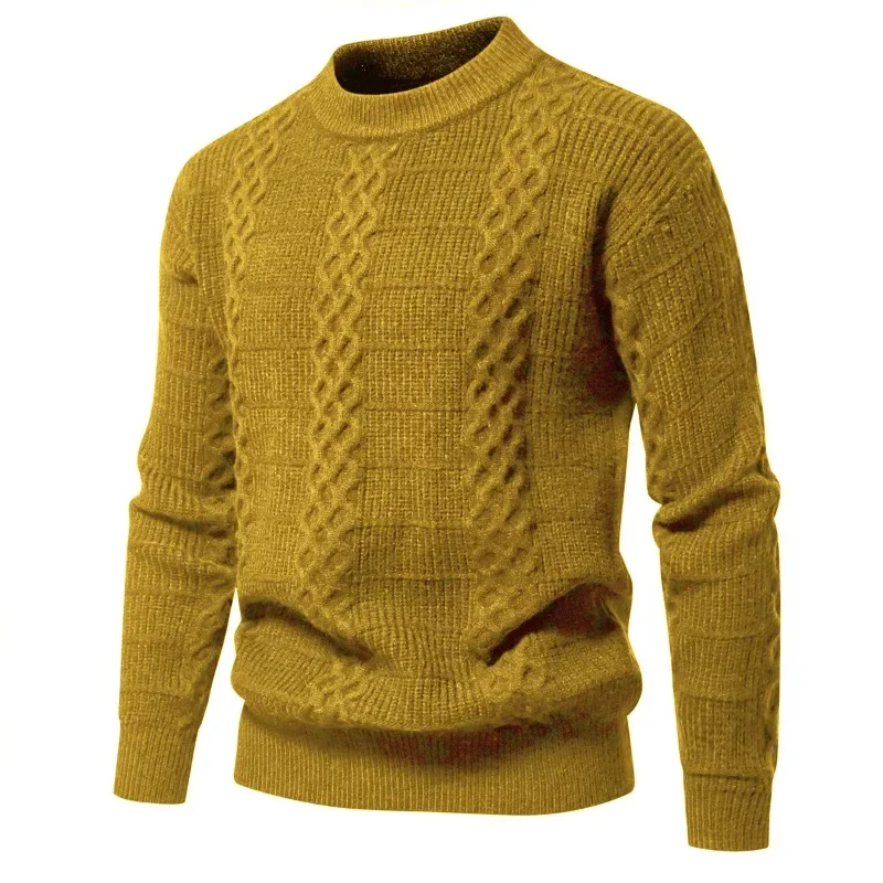 Autumn and Winter New Knitted Sweater Warm Solid Color Thick Sweaters Man Clothes  Mens Sweater Pullover