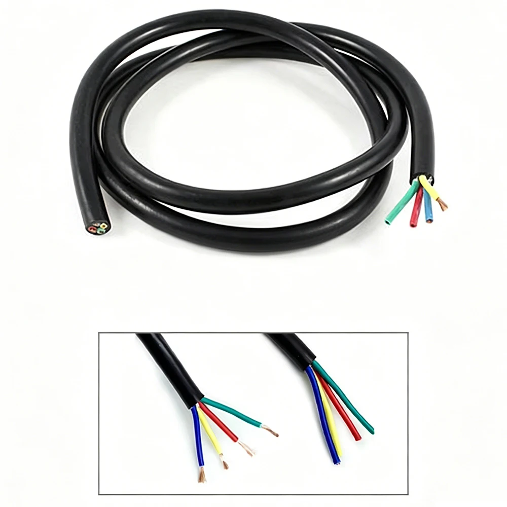 4 Core 16AWG Shielded Cable 1000mm/5000mm Length for Spindle Motor VFD Inverter CNC Engraver Machine Connection