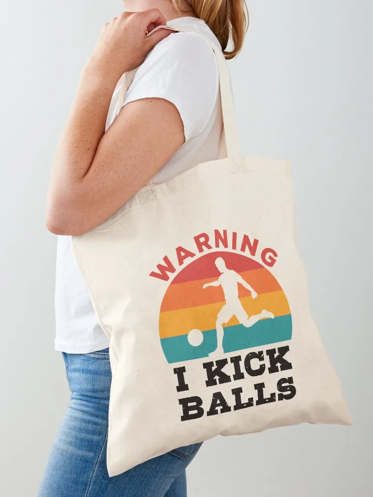 Warning I Kick Balls Funny Kickball Player Tote Bag Shopping bags shopper bag woman Women's shopper bag