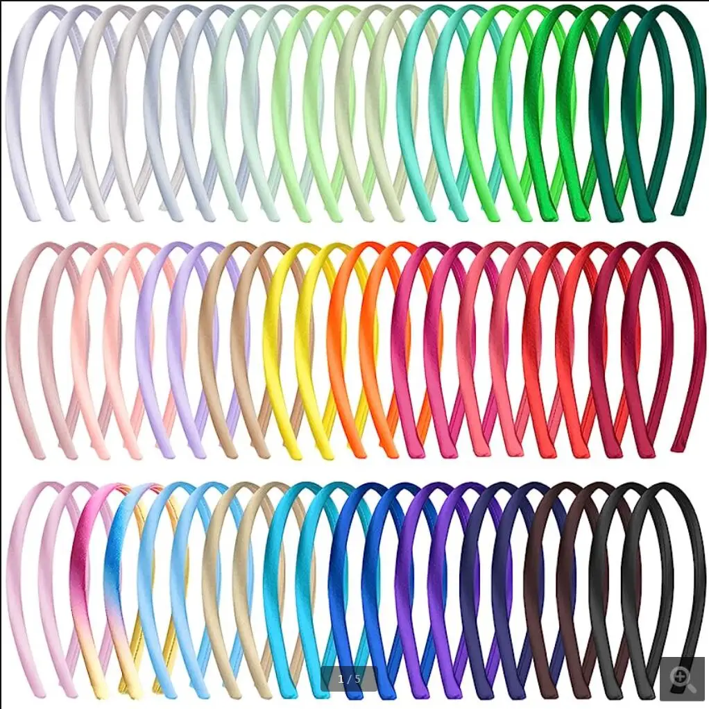 10Pcs/Lot Satin Headbands 10MM DIY Hairband Colorful Satin Covered Headband Baby Girls Craft Headbands For Daily and Party