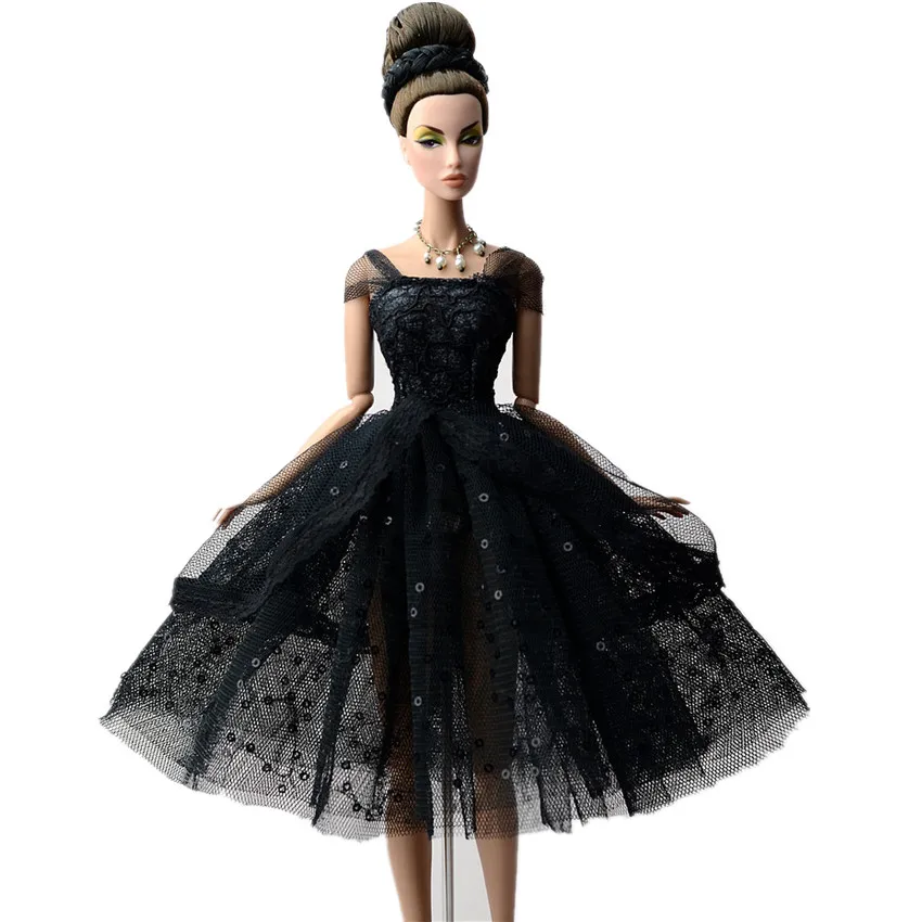 NK Official 1 Pcs Luxury Wedding Dress Black Lace Clothes for Barbie Doll Dancing Party Bride Wear For 1/6 BJD Dolls Accessories