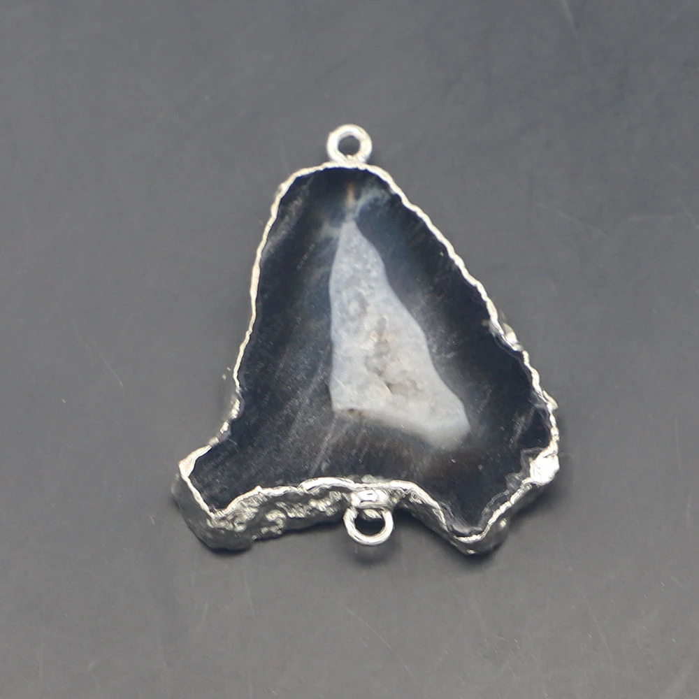 

Натуральный камень, черный агат, коннектор, неправильной формы, подвески, друзы, кристалл, кварц, шармы, для самостоятельного изготовления серег, ожерелья, ювелирных изделий, аксессуары, 1 шт.