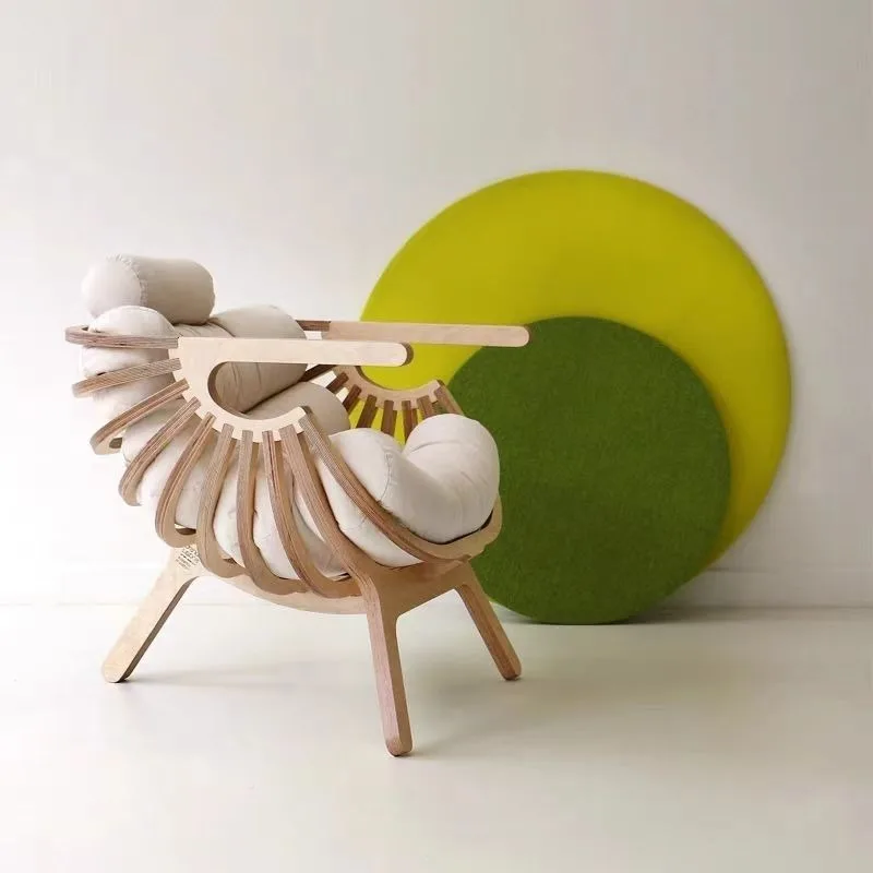 Solid wood shell chair, simple home chair, all solid wood sofa