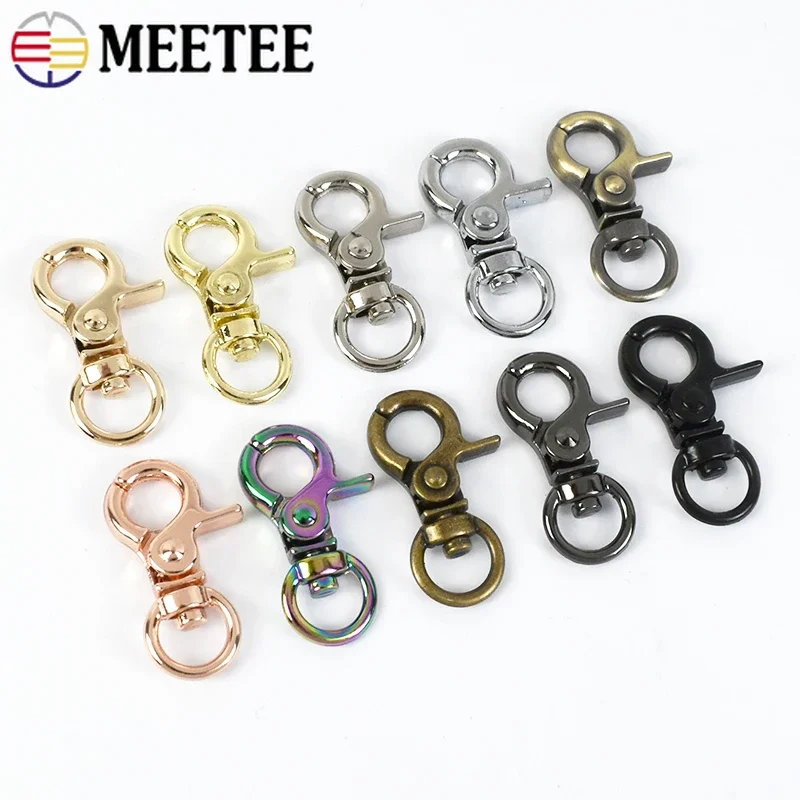 

10/20Pcs Meetee 10mm Webbing Metal Lobster Buckle Swivel Snap Hook Carabiner for Bag Strap Keychain Clasp DIY Sewing Accessories