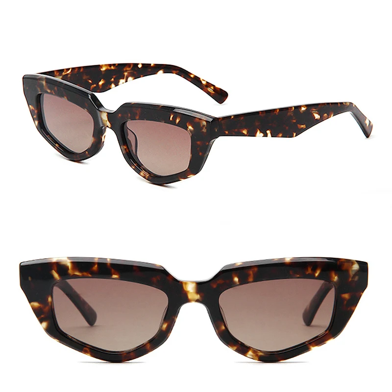 

Винтажные поляризационные солнцезащитные очки «кошачий глаз» для женщин, ретро-очки с маленькой оправой из 3D-ацетата, многоугольные солнцезащитные очки для мужчин, модные, с защитой UV400