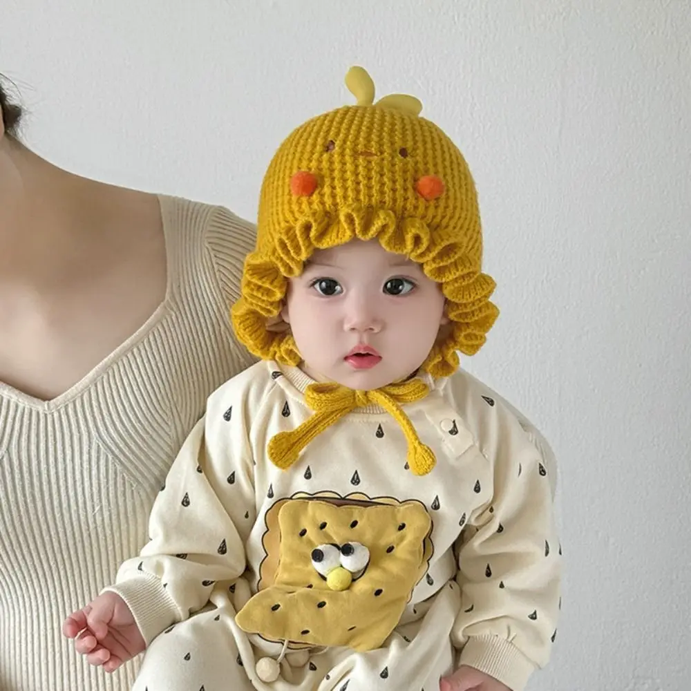 Soft Touch Cartoon Print Beanie Thick Warm Wind Proof Hat Stretchy Knitted Fabric Toddler Hat Kid