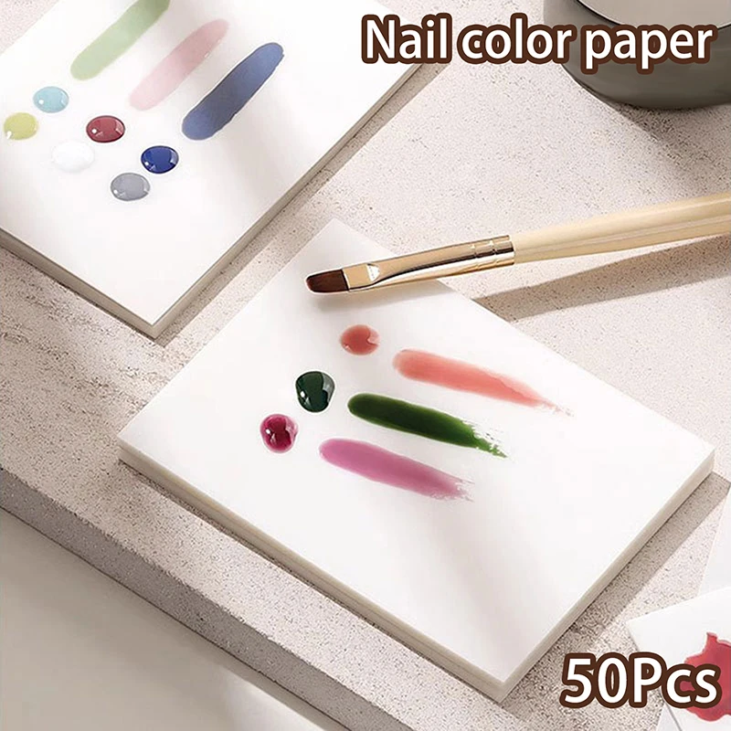 50pcs Disposable 7.5x5cm Tinting Glue Paper Nail Toning Palettes Tearable Waterproof Nail Polish Color Mixing Tray