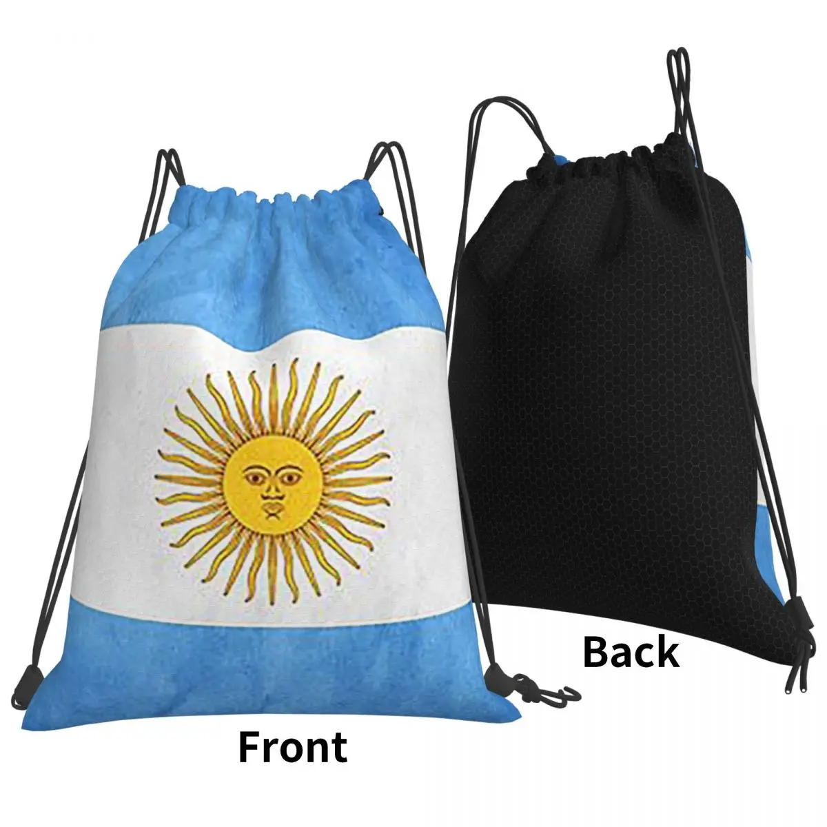 Argentina Argentinian Flag National Flag Of Argentina Backpacks Portable Drawstring Bundle Pocket Storage Bag Book Bags School