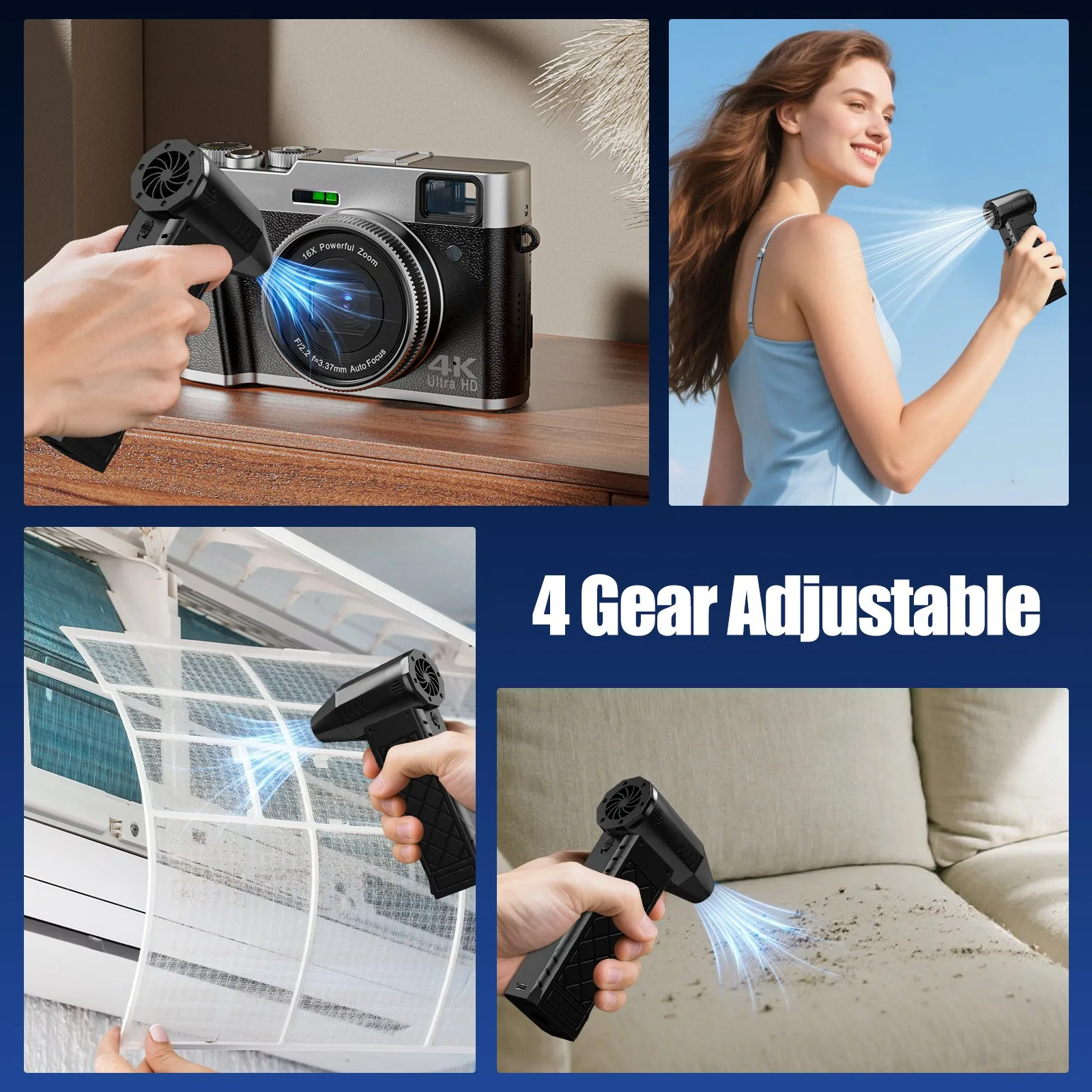 Souffleur air puissant منفاخ هواء قوي مسدس هواء أداة متعددة مروحة عنيفة للكمبيوتر/لوحة المفاتيح/المنزل/الحديقة/منفضة هواء لتنظيف السيارة #2