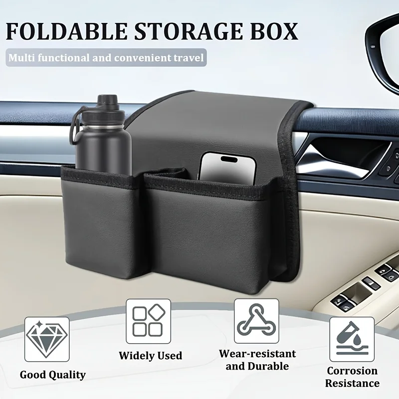 Multifunctional Car Door Side Armrest Pad Storage Bag Window Armrest Organizer Universal Storage Accessory Fit Most SUV