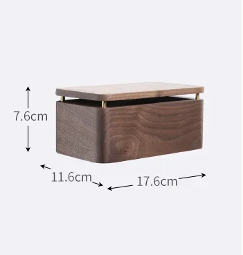 Black Walnut Solid Wood Brass Tissue Box Hanging Paper Towel Holder Wall Shelf Rectangular  Storage