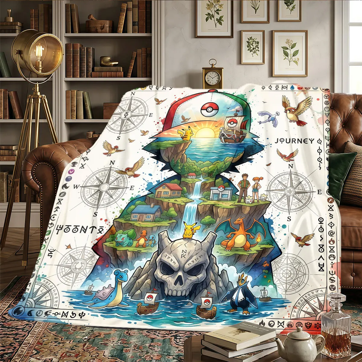 Pokemon Patterns Home Blanket Lightweight and portable for Bedrooms Naps Home Decor Warmth and Comfort Ideal Gift -HE63