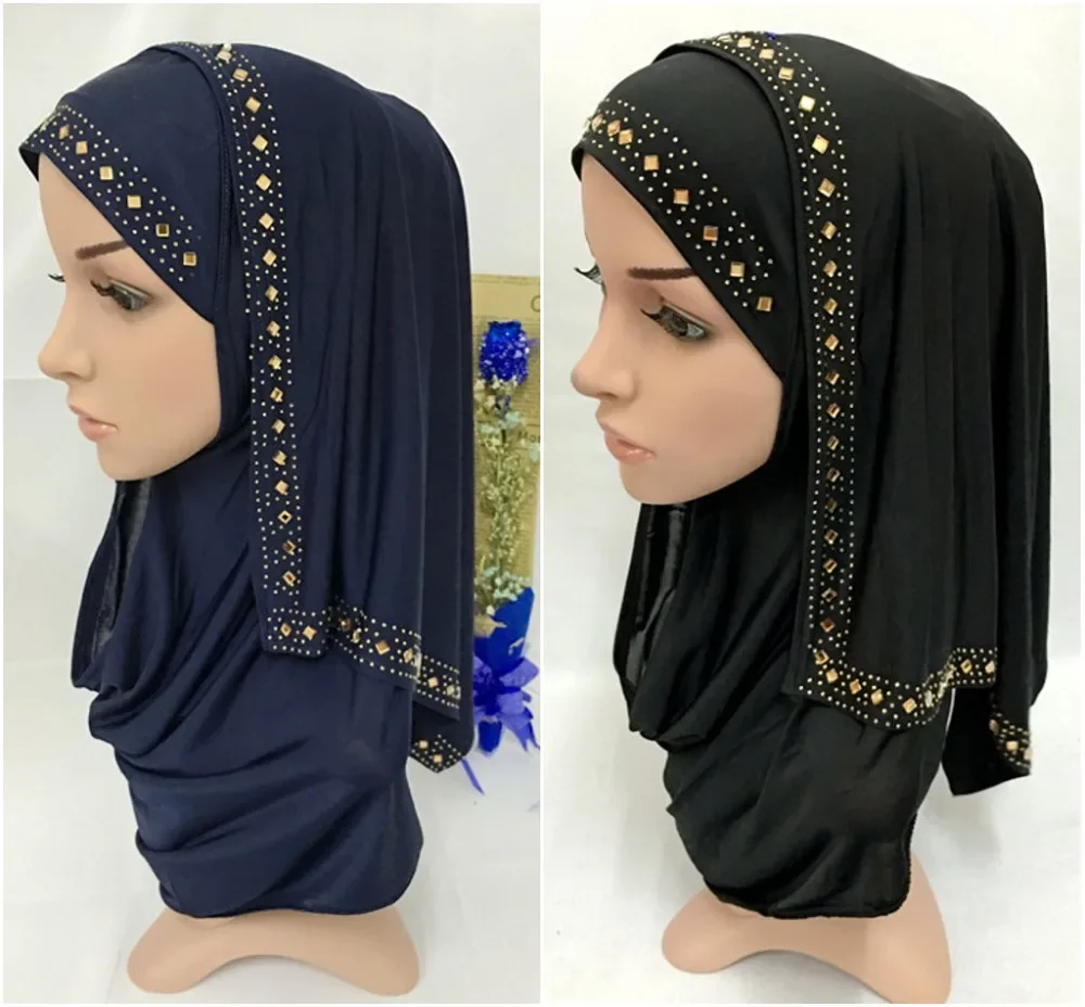 Rhinestone Headwear for Women Lady Muslim Wrap Style Hijab Islamic Scarf Arab Shawls Fashion