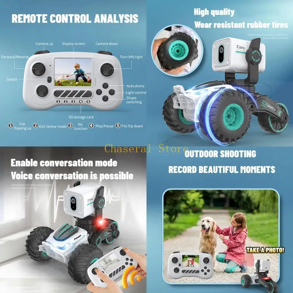 E7CE Remote Control Car 720P Camera Real Time Video Toy for Kids Adjustable Stunt Toy