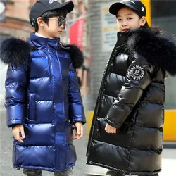 Boys Down Jackets 5-17Years 2025 Winter Teen Boy Thick Warm Cotton Hooded Coats Outerwear Children Clothing Windbreaker Jackets