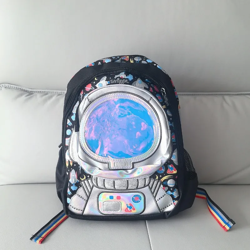 Australia Smiggle Original Spacecraft Children'S Schoolbag Boy Backpack Black Astronaut Cartoon Rocket Cool Kids Bag