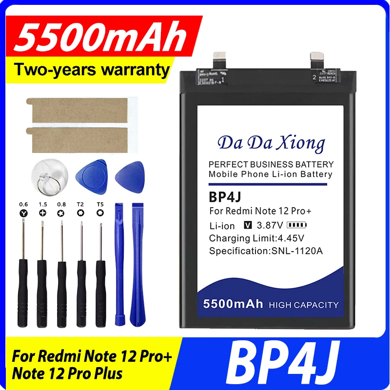 

100% New Battery BP4J For XIAOMI Redmi Note 12 Pro Plus/Note 12 Pro+ 5G Smartphone +Tools