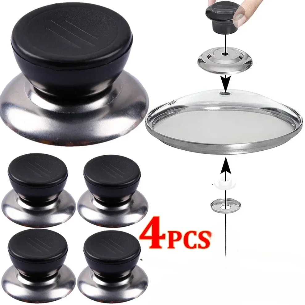 Kitchen Handle Cookware Knob Cover Glass Bottom Cover 4 Pieces Pressure Cookers Universal Pot Lid Handle Interchangeable Handles