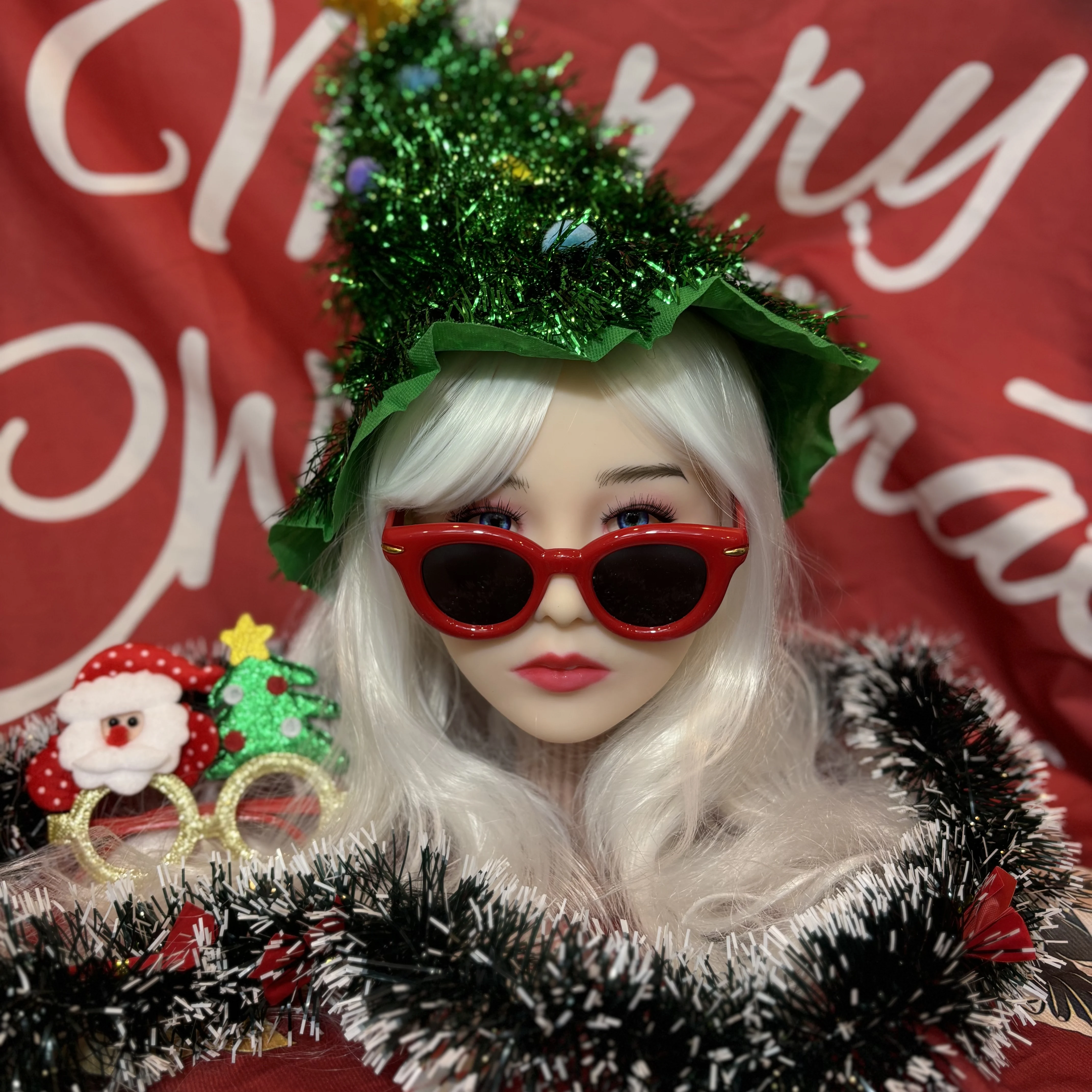 Modelo novo da cabeça das mulheres do natal, simulando a cabeça das mulheres, material do TPE, brinquedo adulto dos homens, macio (nenhuma decoração enviada)