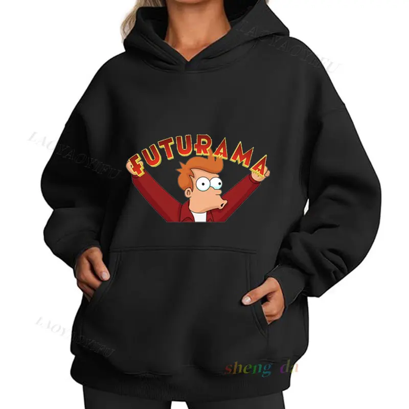 New Cartoon Kawaii Futurama Long Sleeved Hoodies Autumn and Winter Graphic Pullover Men Women Sweatshirt  Funny Picture