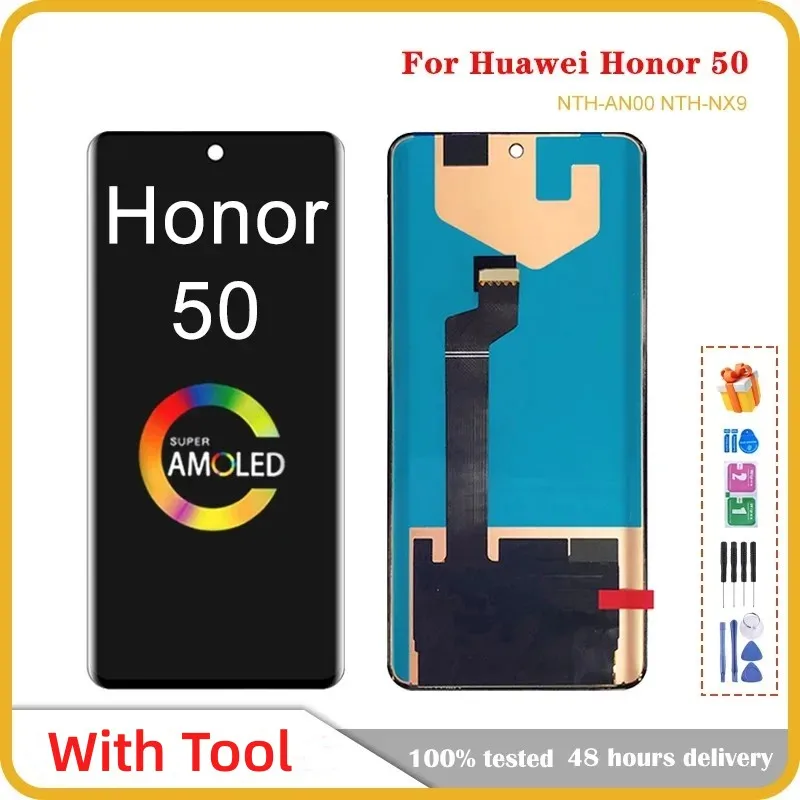 

6.57'' Screen For Huawei Honor 50 LCD Display Touch Screen Digitizer For Honor 50 NTH-AN00 NTH-NX9 LCD With Middle Fram