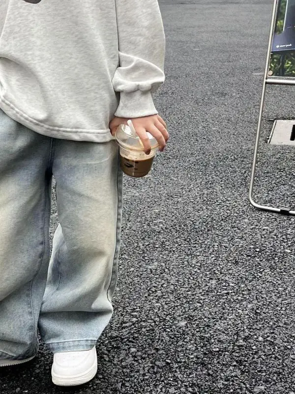 Calças Jeans Casuais Largas para Meninos, Estilo Moderno com Pernas Retas, Nova Chegada de Moda Infantil, Calças para Bebês M...