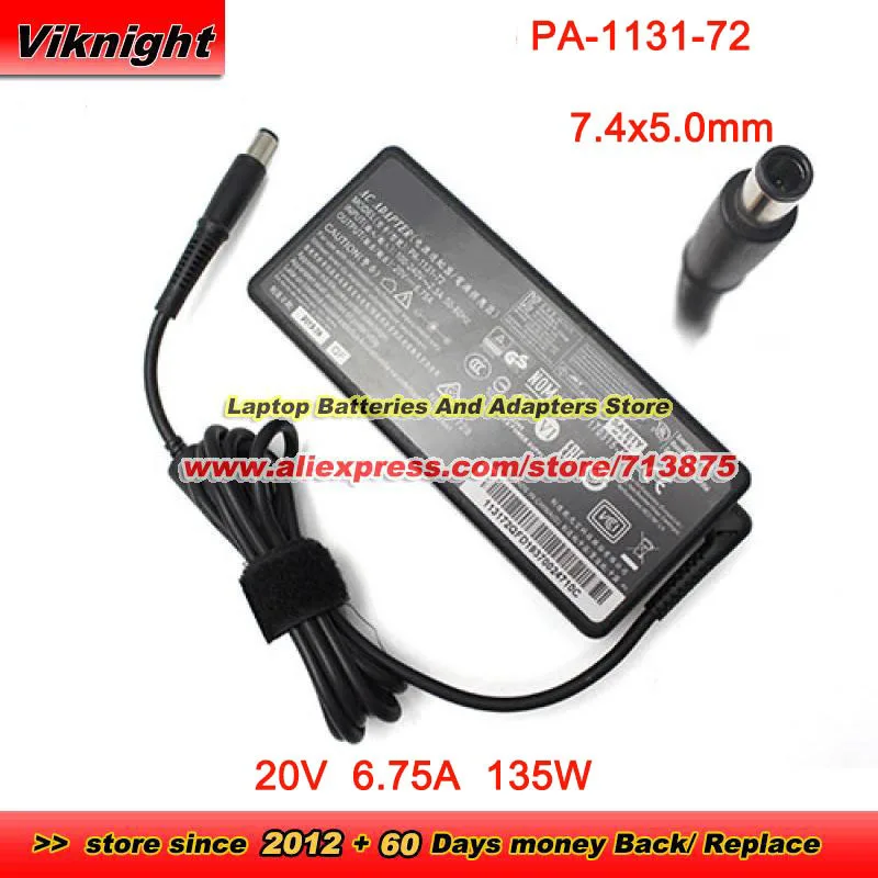 

PA-1131-72 AC Adapter 20V 6.75A 135W 7.4x5.0mm for KENSINGTON SD5000T THUNDERBOLT 3 DOCK SD400T for OWC Thunderbolt Dock 4