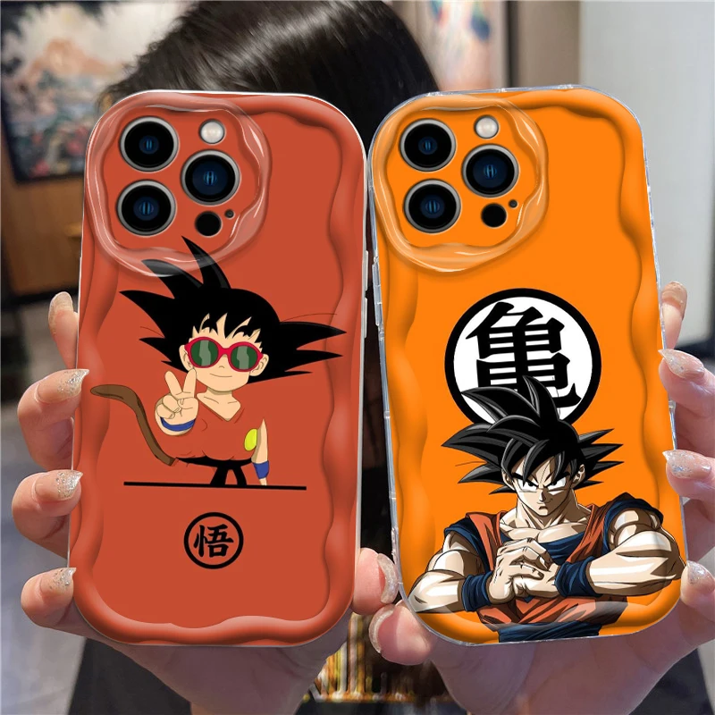 D-Dragon Ball Comics Goku Logo For Apple iPhone 15 14 13 12 11 XS XR X Pro Max Plus Wave Oil TPU Phone Case