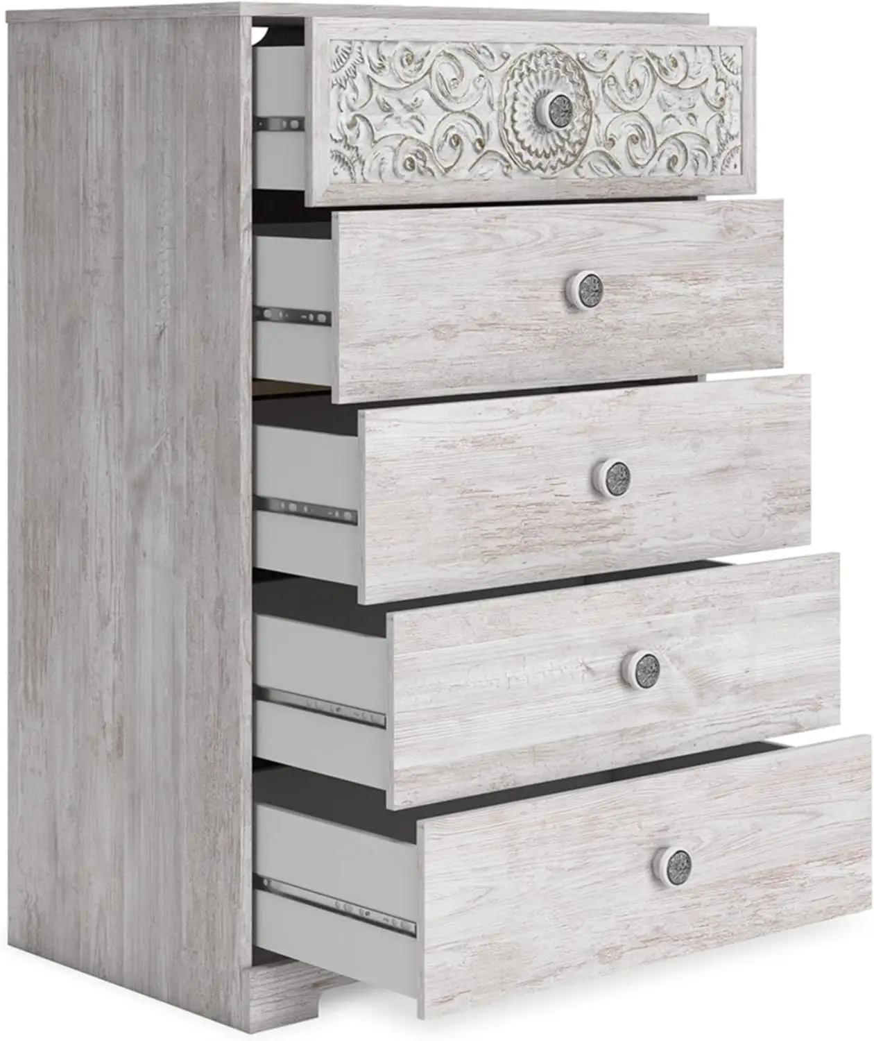 Paxberry Boho 5 Drawer Chest of Drawers, Whitewash