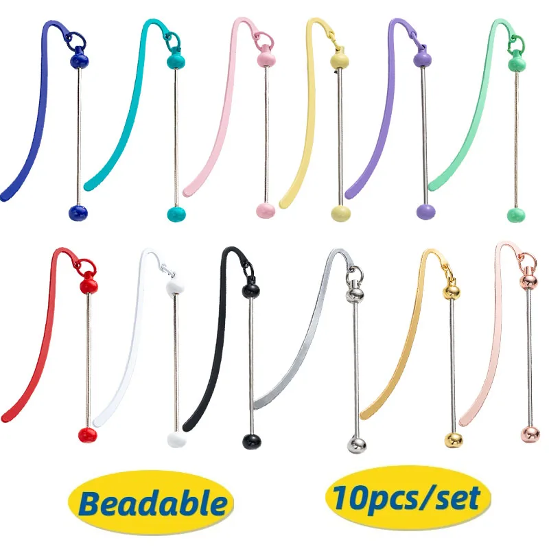 

10 шт., металлическая закладка из бисера «сделай сам», студенческая милая зажим для книг, закладка для блокнота, подвеска, металлические многоцветные закладки ручной работы из бисера