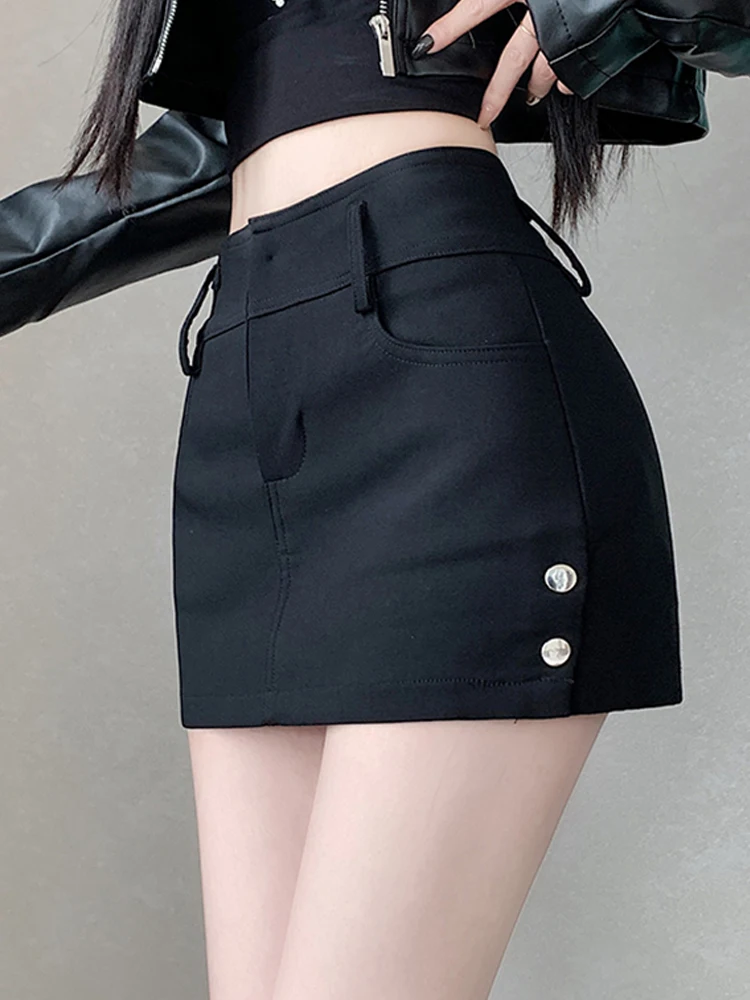 Women autumn and winter retro sexy elastic hip hugging A-line short skirt design sense side slit A-line workwear skirt