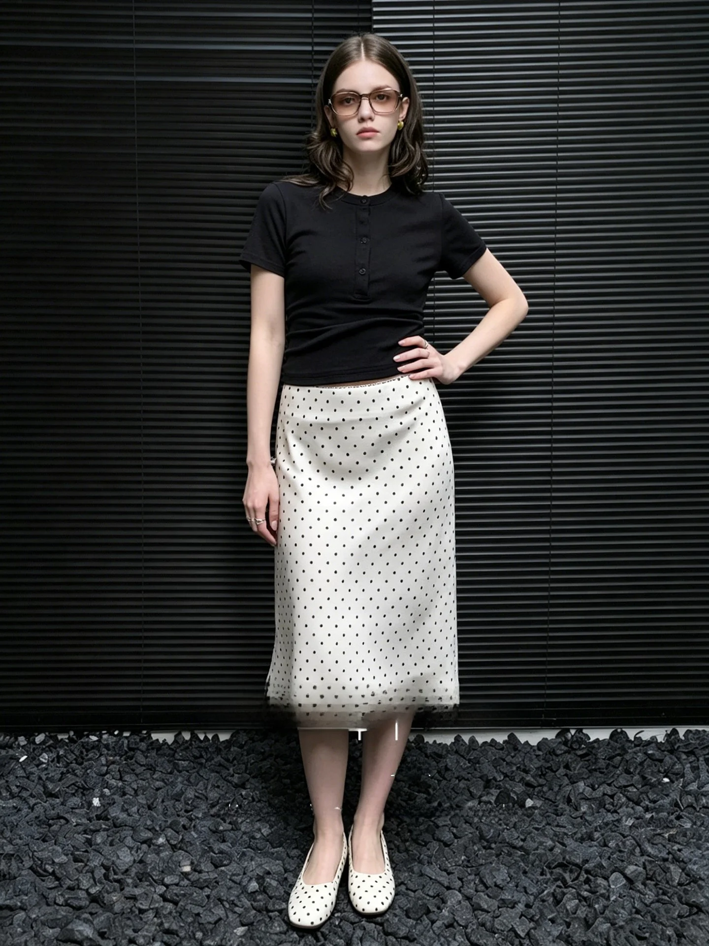 Huaappuw Summer 2026 Polka Dot Halter Neck  Dress Women's Fashion Commute Standard Fit Polyester Fiber A-Line Skirt