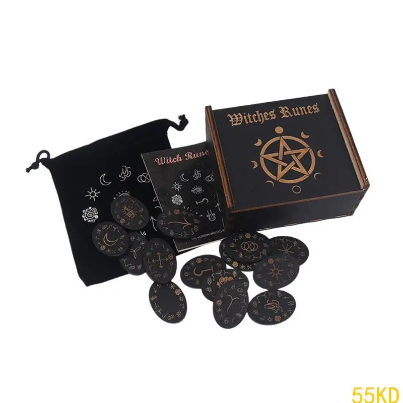 

55KD Premium Engraved Age Runes Set with Instructional Manual for Meditations and Cultural Research