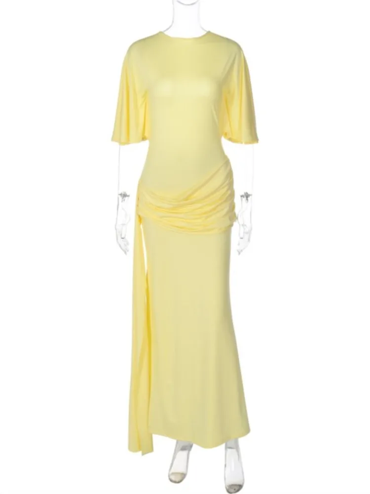 เดรสผู้หญิงสำหรับฤดูใบไม้ร่วงและฤดูหนาวปี 2025 แฟชั่นฤดูใบไม้ร่วง แขน 3/4 คอทรงโอ สีพื้น เรียบหรู เซ็กซี่ สำหรับงานเลี้ยงตอนเย็น ทรงเข้ารูป ยืดได้ ยาว